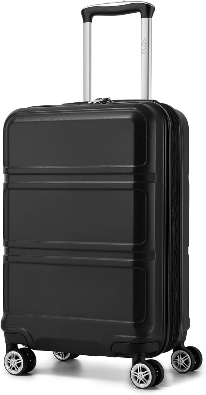 Kono Carry On Luggage 22x14x9 Airline Approved with Spinner Wheels,Lightweight PC+ABS 20 Inch Luggage with TSA Lock,Expandable Hard Shell Carry On Suitcases for Men Women,Black