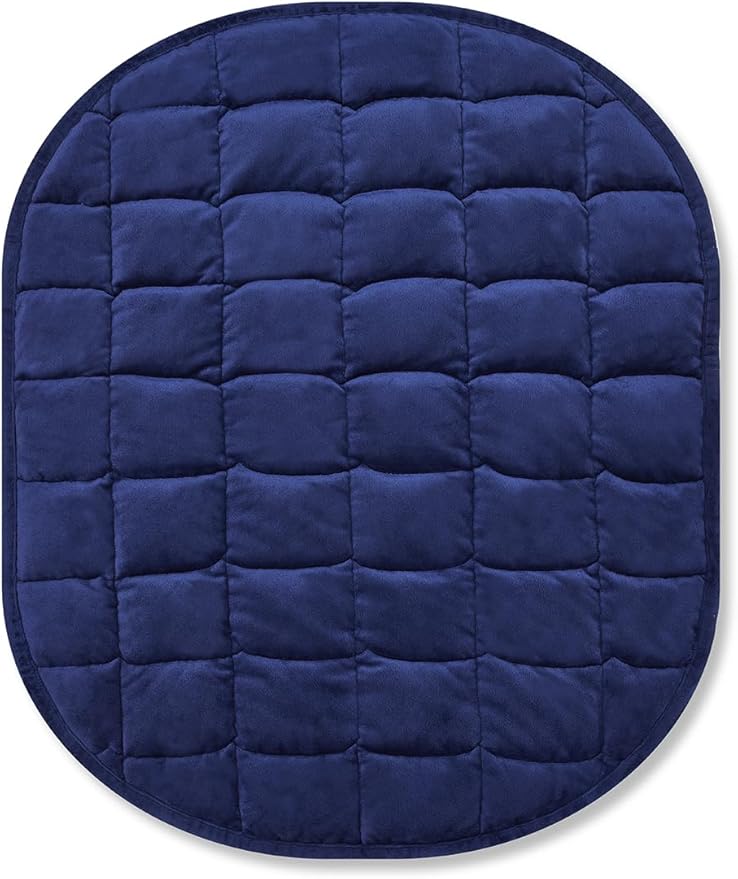 TONGDADA Weighted Lap Blanket 7lbs for Adult,Perfect for Relaxation, Lounging, Napping, Sleeping & Travel,Luxury Minky Weighted Body Blanket,Weighted Throw Blanket-Navy Minky, 29" x 24"