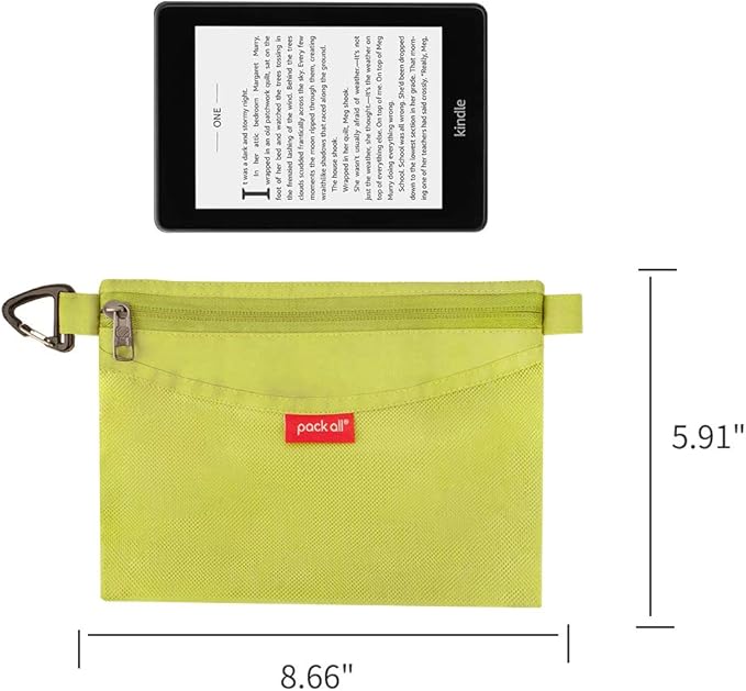 pack all Water-resistant Material Zipper Pouch, Mesh Zipper Bags for Storage, Travel, Office (Green, Small)