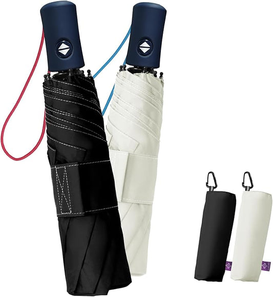 Windproof Travel Umbrella for Rain - 43" Compact Folding Umbrella, Reinforced Strong Frame, Lightweight Portable Parasol with UPF 100+ UV Sun Protection, Cruise Ship Essentials