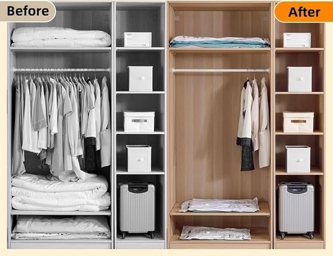 Vacuum Storage Bags for Clothing - NeatNest 6 pack Large Flat Bags (31.5"×39.4") for Comforters, Blankets, and Winter Clothes, Airtight Compression with Vacuum or Hand Press, Durable and Reusable
