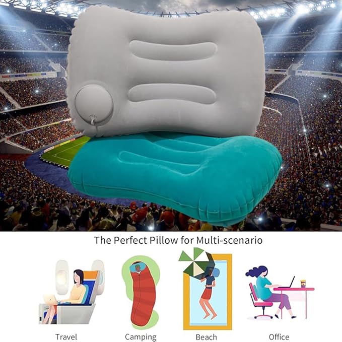 OULIGET Portable Lightweight Mini Inflatable Pad,Stadium Booster Seat Bleacher Cushion,Foldable Waterproof Sitting Pad to Raise Height for Outdoor Camping Hiking Beach Office (Blue)
