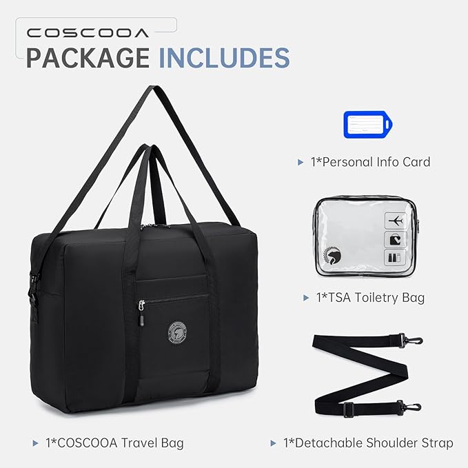Carry On Luggage 22x14x9 Airline Approved,Lightweight Duffle Bag for Travel, Waterproof Weekender Overnight Bags for Traveling Airplane for Women and Men 40L