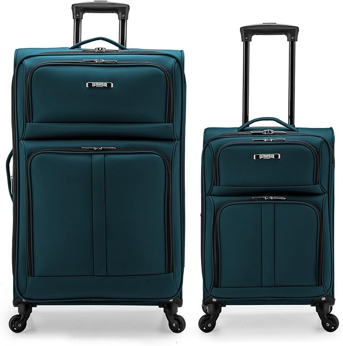 U.S. Traveler Anzio Softside Expandable Luggage with Spinner Wheels, Teal, 2-Piece Set (22/30)