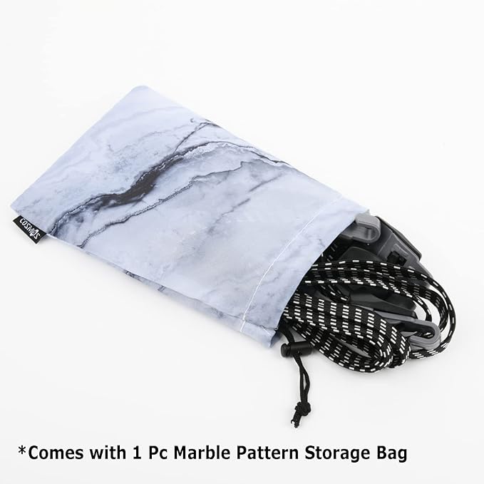 Cosmos 3 in 1 Bungee Cord Elastic Motorcycle Bike Luggage Fixed Strap Rope, 2 Pcs Straps with 1 Pc Marble Pattern Storage Bag