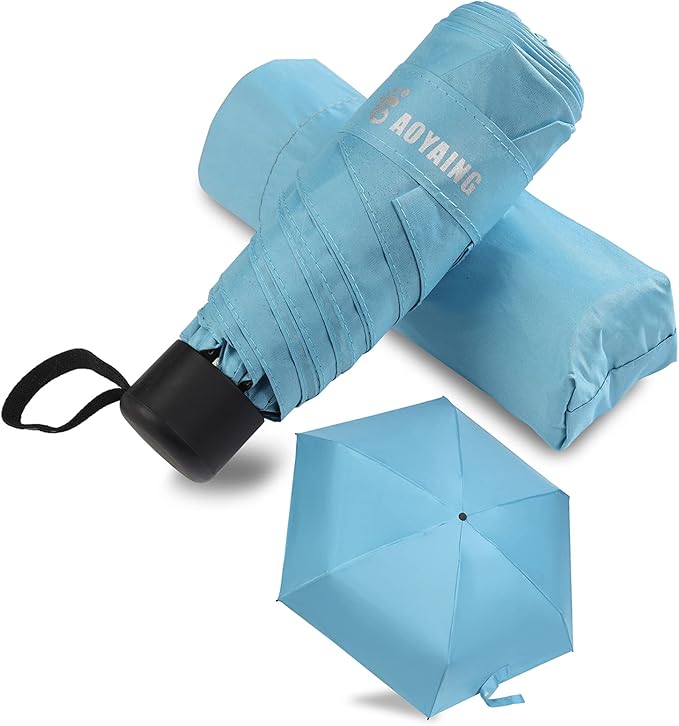 GAOYAING Compact Travel Umbrella with Case Sun&Rain Lightweight Small and Compact Suit for Pocket