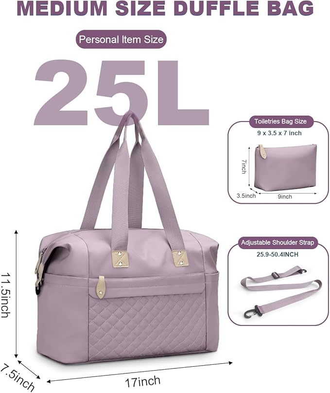 Travel Duffle Bag, Waterproof Weekender Overnight Hospital Bags for Women Men with Toiletry Bag Lightweight Carry on Personal Item Duffle Gym Bag for Travel, Airplanes, Sports