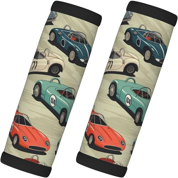 Luggage Handle Wraps Cool Race Cars Pattern Luggage Identifiers Soft Neoprene Luggage Handle Wraps For Suitcase Trolley Handle Grip Cover 2 Pack Luggage Tags
