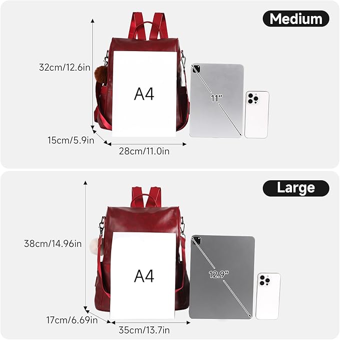 CHERUTY Women Backpack Purse PU Leather Anti-theft Casual Shoulder Bag Fashion Ladies Satchel Bags