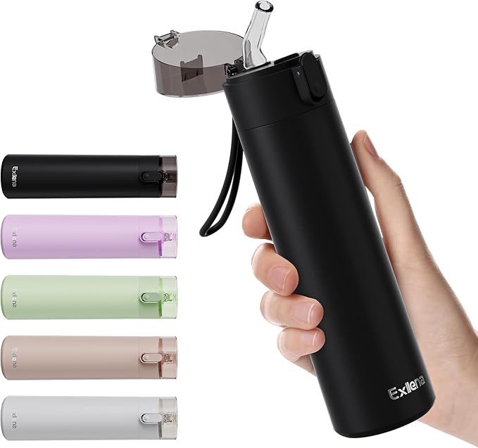 9oz Small Water Bottles with Straw, Mini Water Bottle with One-Hand Open Design, Leak-Proof Locking Lid for Hot&Cold Drinks, Small Travel Water Bottle - 100% Leakproof for School, Travel...(Black)