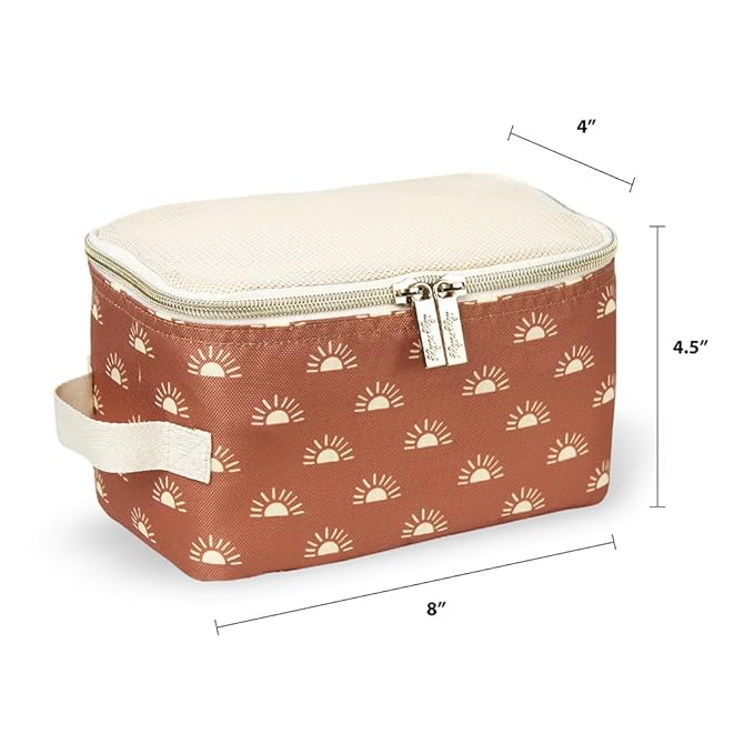 Itzy Ritzy Packing Cubes for Travel – Set of 3 Packing Cubes or Travel Organizers – Each Cube Features a Mesh Top, Double Zippers and a Fabric Handle (Terracotta Sunrise)