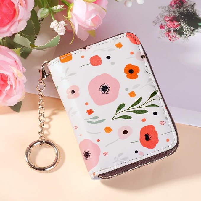 FurArt Zipper Wallet Women, RFID Blocking Credit Card Wallet, Business Card Holder, Compact Size KeyChain Wallet