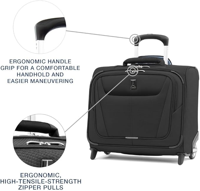 Travelpro Maxlite 5 Softside Lightweight Rolling Underseat Tote Upright 2 Wheel Bag, Men and Women, 14-Inch — Black