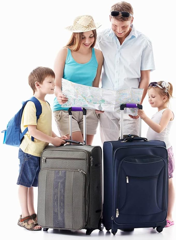 Neoprene Luggage Handle Wrap Fluorescent Colors Luggage Identifiers/Tags/Marker (Purple(5 Pack))