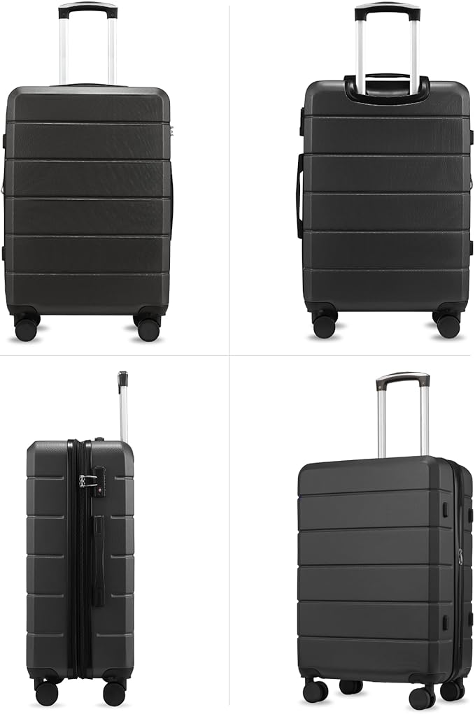 24 Inch Checked Luggage with Spinner Wheels, Expandable Hardside Medium Suitcase with 360° Spinner Wheels & TSA Lock, Durable ABS Travel Suitcase for 3-5 Day Trips (24 in, Blue)