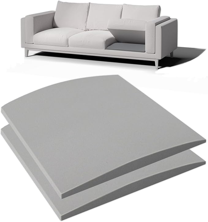Couch Cushion Support for Sagging Seat, 24"x24"x2.4" 40D High Density Curved Foam Sofa Cushion Support, Under-Cushion Sag Repair,Grey Set of 2