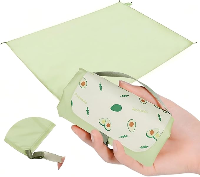 Picnic Blanket Waterproof – Packable Sand Proof Beach Blanket (0.42lb/0.66lb), Compact & Foldable, Fits in Pocket with Integrated Stakes, Ideal for Camping, Hiking, Travel, Concert, Festival