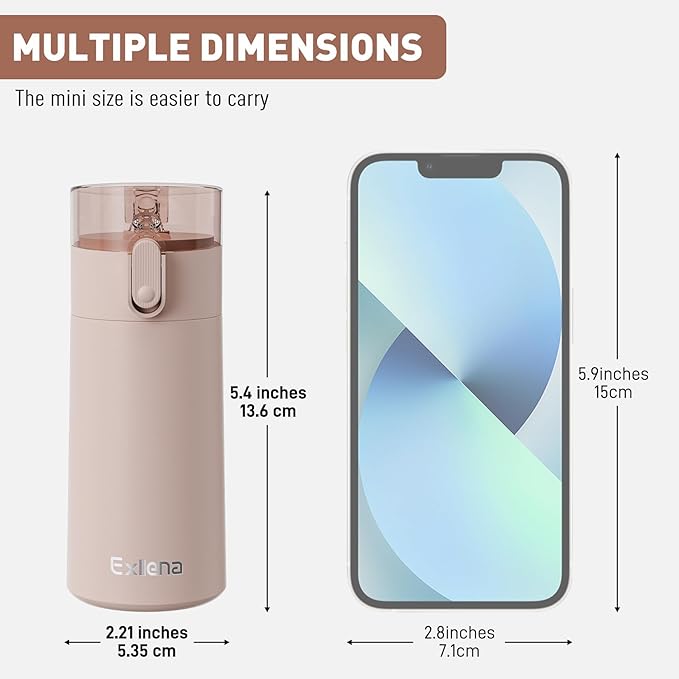 5oz Small Water Bottles with Straw, Mini Water Bottle with One-Hand Open Design, Leak-Proof Locking Lid for Hot&Cold Drinks, Small Travel Water Bottle - 100% Leakproof for School, Travel...(Mocha)