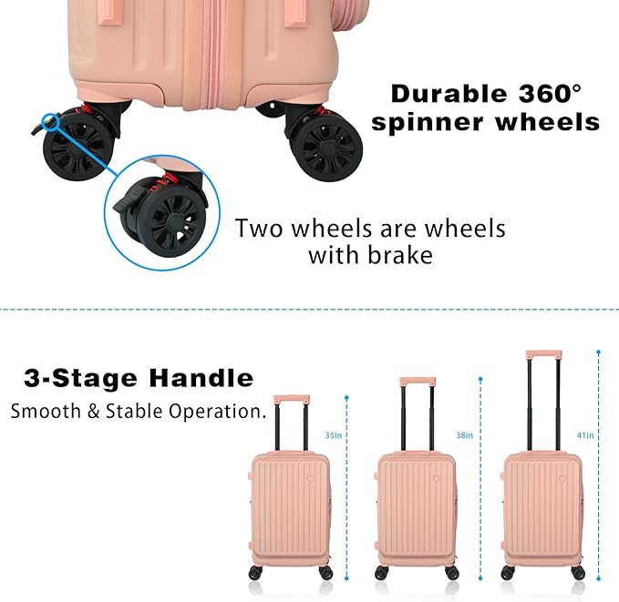 Carry on Luggage 22x14x9 Airline Approved, Carry on Suitcases with Wheels, Expandable Suitcase with YKK zipper, Top Open Design Luggage with Spinner wheels, Perfect for Gift