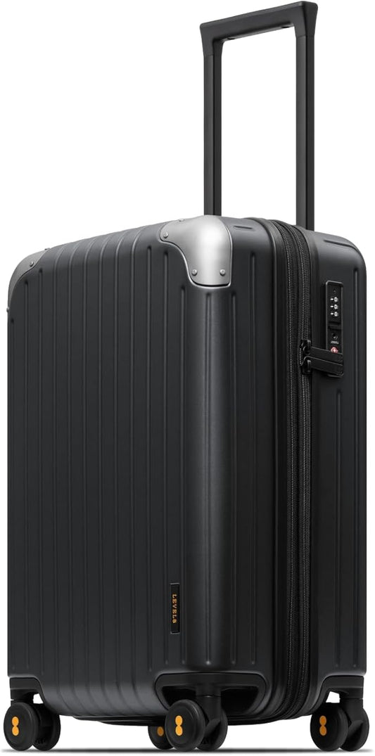 LEVEL8 Carry on Luggage Airline Approved, Hardshell Suitcases with Spinner Wheels, PC Expandable Luggage, 20 Inch, Black