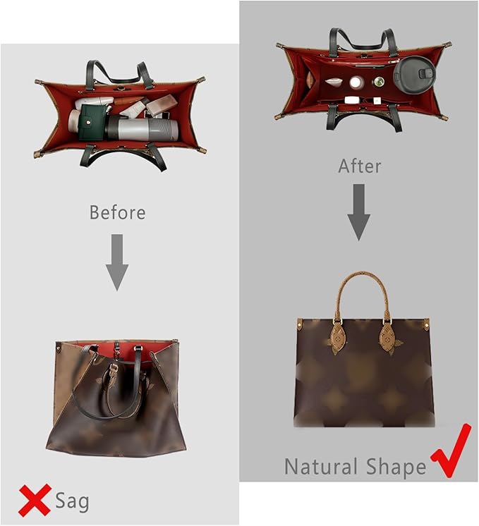 ZTUJO Purse Organizer Insert For Handbag & Tote Shaper,Tote Bag Organizer Insert For Speedy Neverful, 6 Sizes(Slender Medium,Silky Red)