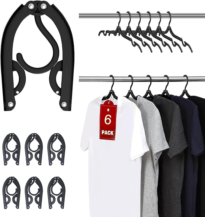6PCS Travel Hangers for Cruise Foldable Hangers - Portable Folding Clothes Hangers Travel Accessories Foldable Clothes Drying Rack Cruise Essentials