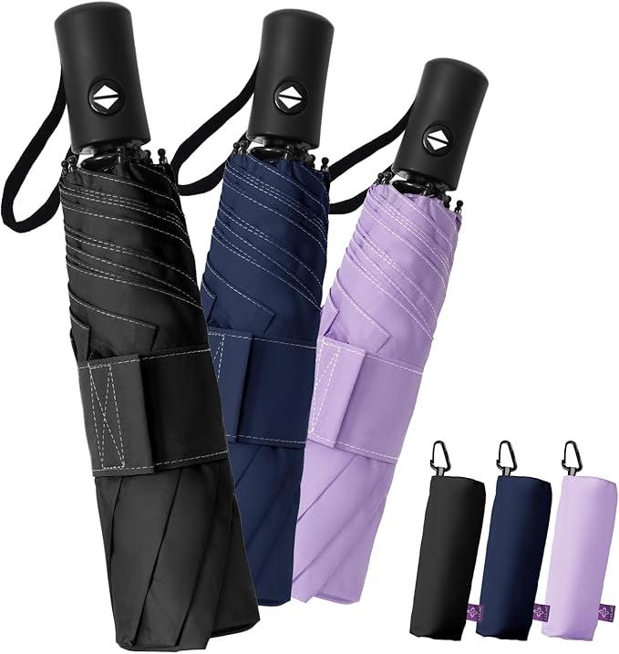 Compact Travel Windproof Umbrella, 43" Auto open/close Folding Quick Dry Umbrellas for Rain, Lightweight Portable Small for Backpack Car, Thoughtful Gift for Women Men Kids, TSA Approved