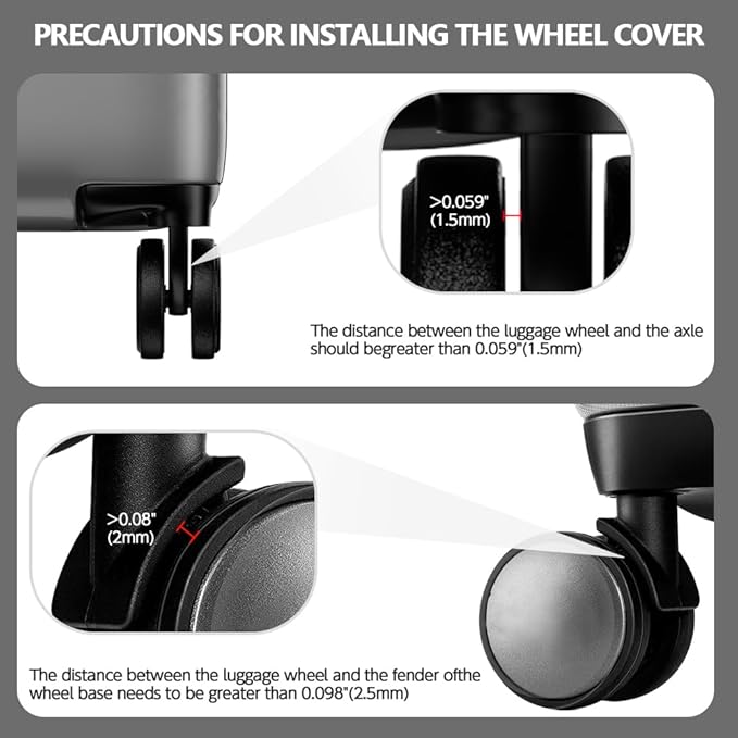 TUCANA Silicone Luggage Wheel Protect Covers for Suitcases, Elastic, Mute and Shockproof (Gray)