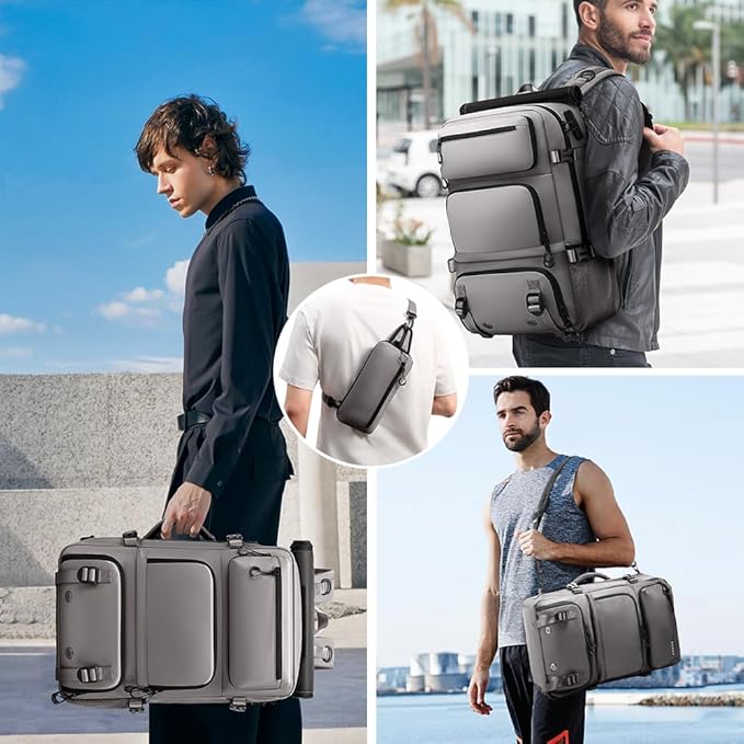 FUTURE AESTHEICS Travel backpack Carry-on Travel Backpack For Women Men Flight Approved Business Weekender Overnight Waterproof Daypack (Grey)