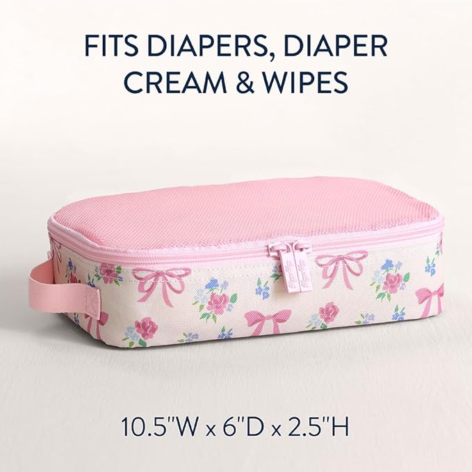 Itzy Ritzy Packing Cubes for Travel – Set of 3 Packing Cubes or Travel Organizers - Each Cube Features a Mesh Top, Double Zippers and a Fabric Handle (Ribbons & Roses)