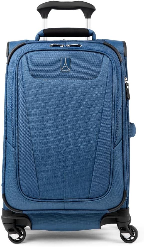 Travelpro Maxlite 5 Softside Expandable Luggage with 4 Spinner Wheels, Lightweight Suitcase, Men and Women, Ensign Blue, Carry-on 21-Inch