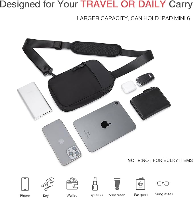 higouta Mini Sling Bag for Men Women, RFID Blocking Crossbody Backpack Casual Utility Chest Phone Bag for Travel Workout