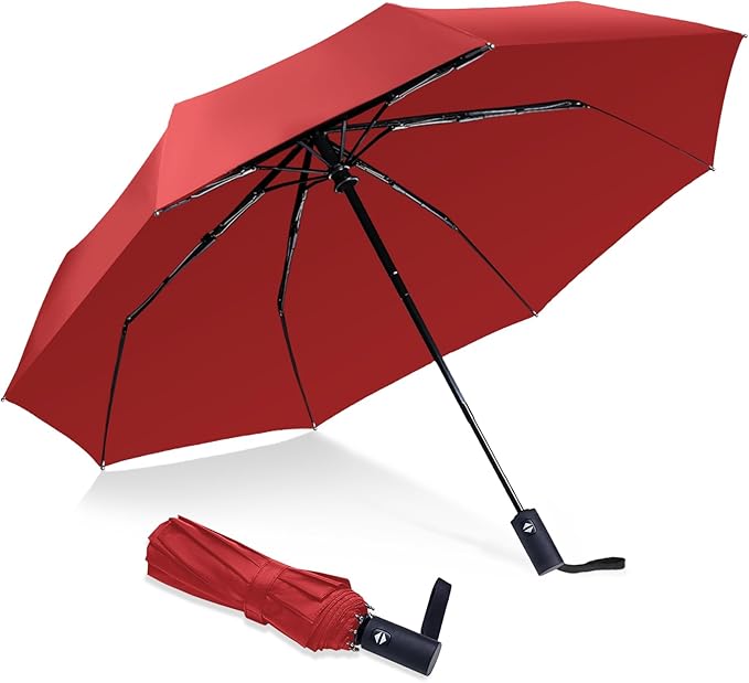 NPCQUN Travel Essentials Umbrella Windproof Compact Collapsible Light, Automatic, Strong and Portable, Wind Resistant Folding Small Umbrella for Rain