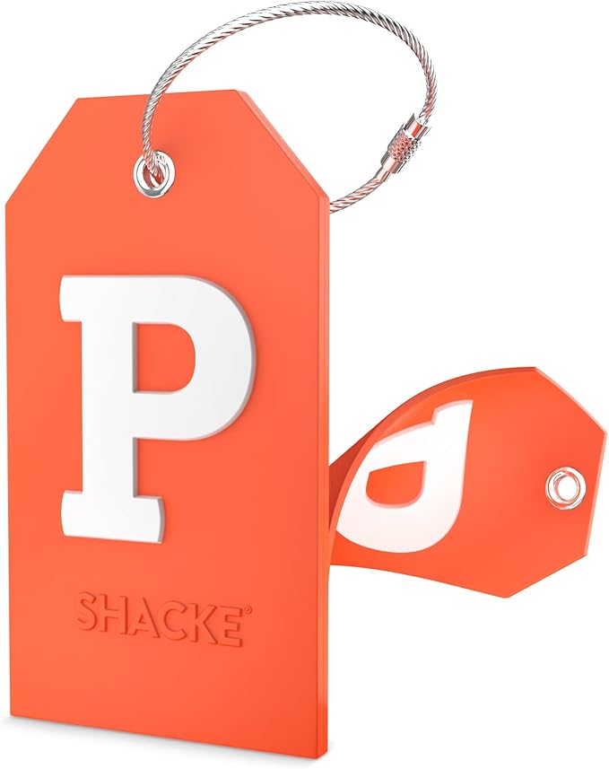 Shacke Initial Luggage Tag with Full Privacy Cover and Stainless Steel Loop – (Letter P)