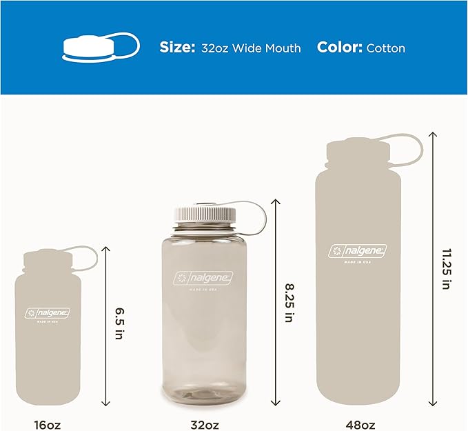 Nalgene 32 oz Wide Mouth Water Bottle | BPA-Free, Durable & Leak Proof, Lightweight Bottle for Hiking & Gym, Work & Travel