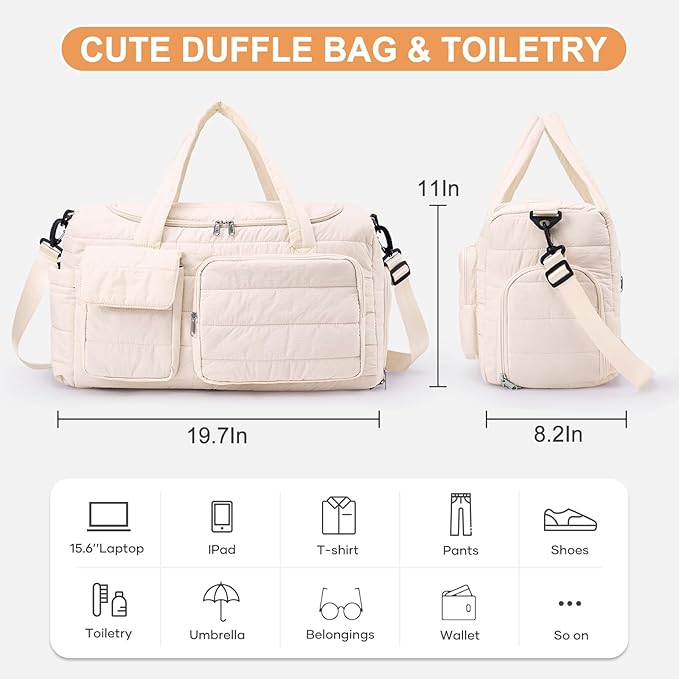 Small Gym Bag for Women, Travel Duffle Bag Carry On Weekender Bag with Shoe Compartment