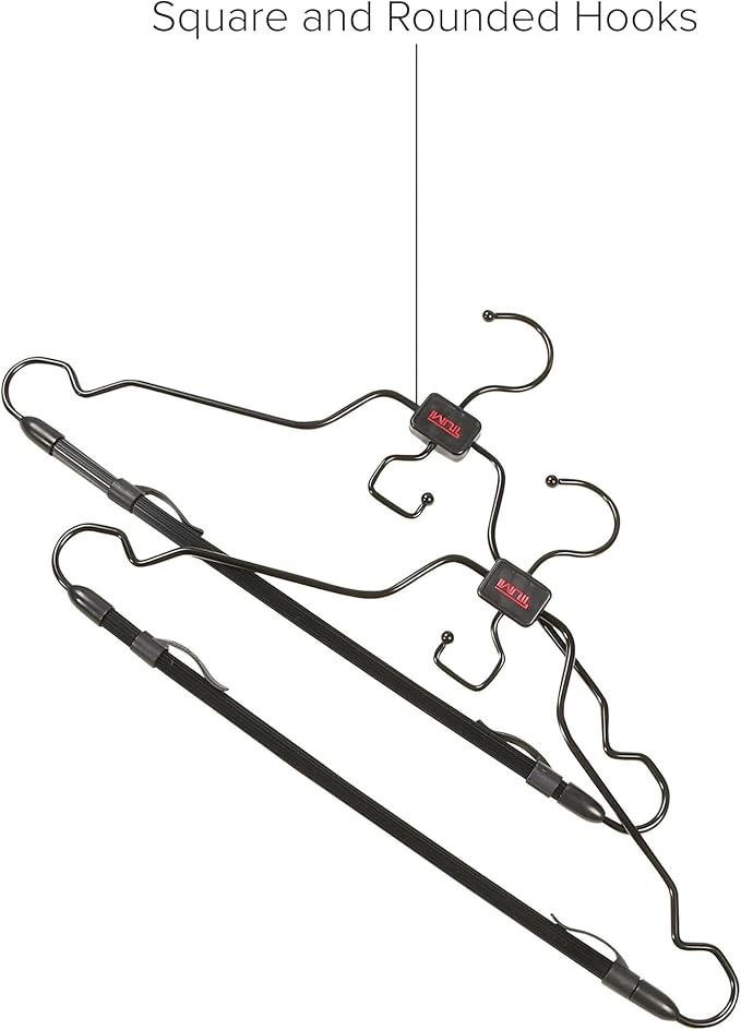 TUMI - 2-Piece Hangers Set - Travel Clothes Hanger for Suit, Coat & Trousers - Space Saving Garment Bag Hangers w/ Hooks - Black