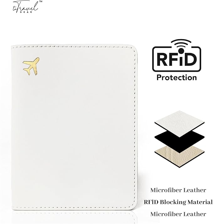 Passport Holder for Travel Essentials,RFID Blocking Passport Cover Case for Travel Accessories,Travel Wallet for Women Men (Cream)