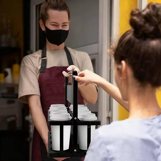 Bodaon 8 Cup Drink Carrier with Handle, Plastic Cup Carriers for Drinks, Drink Holder for Car, Take Out Delivery Drivers Accessories, Portable Foldable Reusable Mobile, Use for Food Delivery Bag,