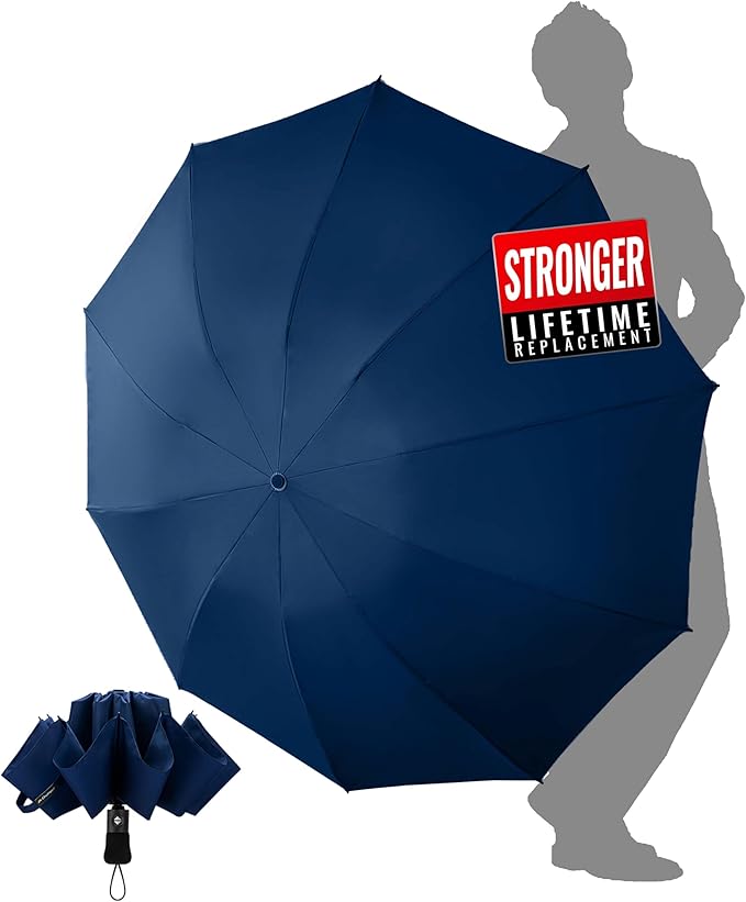 Travel Compact Umbrella Windproof - Portable Automatic Umbrellas for Rain, Inverted Folding Umbrella for Men and Women