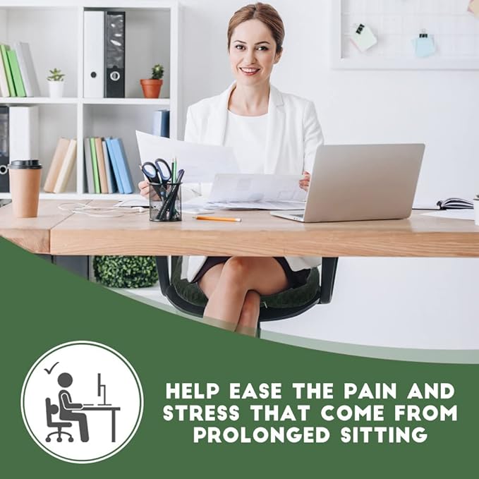 Stuffed Donut Pillow Seat Cushion | for Tailbone and Coccyx Pain, Hemorrhoids, Bed Sores, Pregnancy, Prostate, Surgery Recovery, Sitting Pressure Relief, for Home, Office and Car (Dark Green)