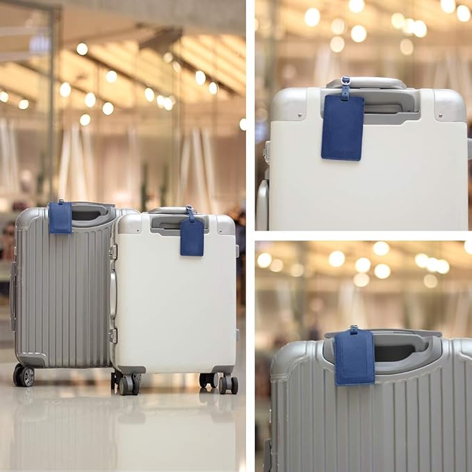 Luggage Tags, Leather Personalized Suitcase Tag Set Luggage id Tags Labels Travel Accessories-Set of 4