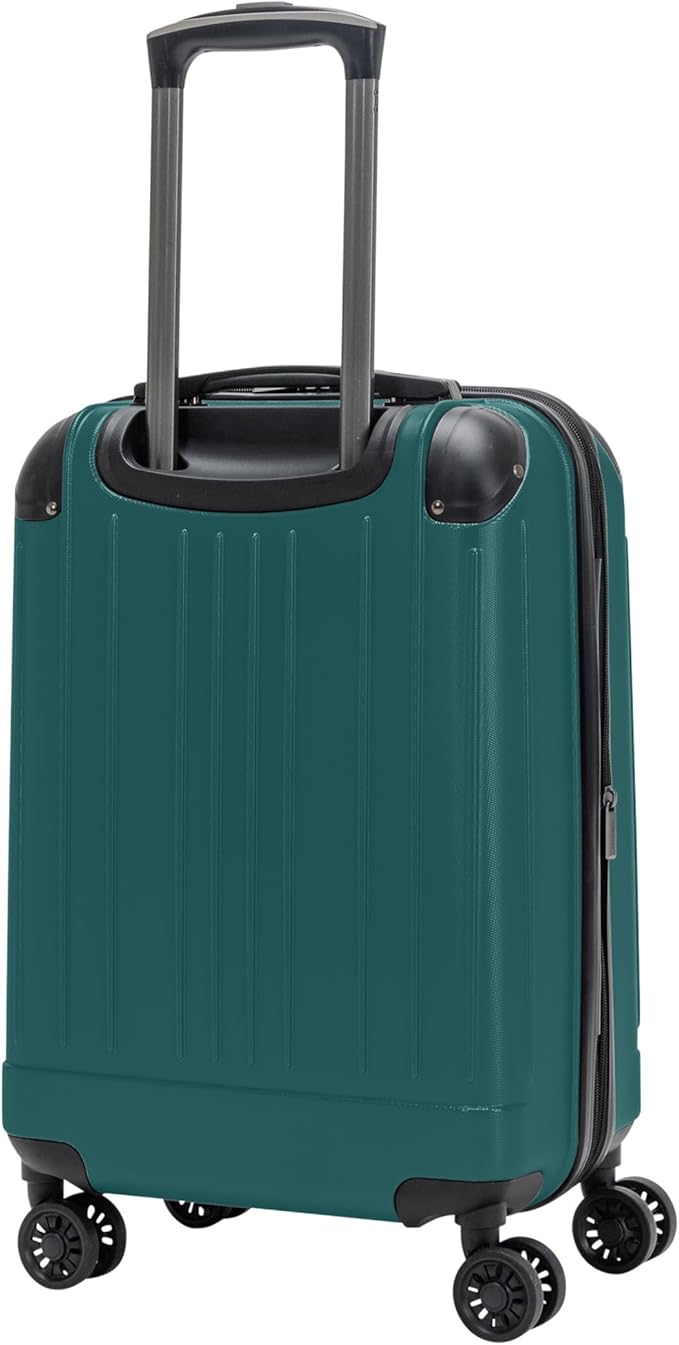 Flying Axis Collection Lightweight Hardside Expandable 8-Wheel Spinner Luggage, Midnight Turquoise, 20-Inch Checked