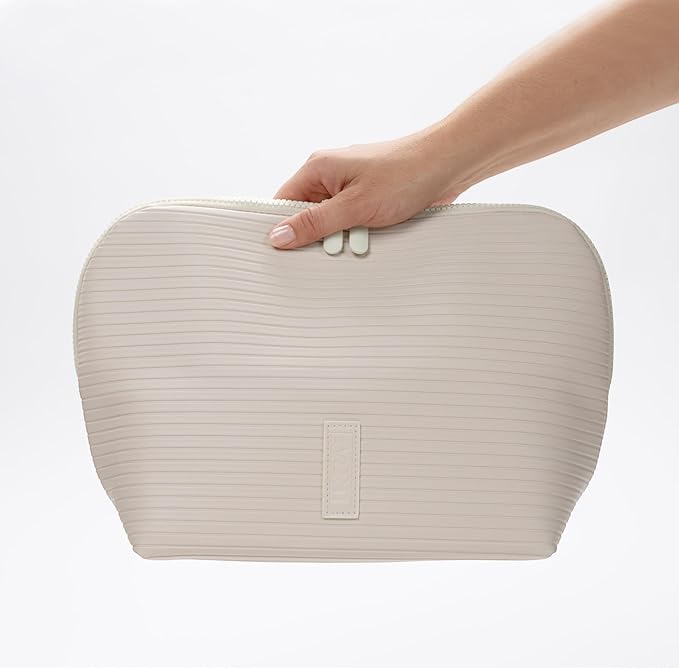 THE VERTI-Vertical Waterproof Makeup & Toiletry Bag | 23-Pocket Organizer with Upright, Fold-Down Design for Skincare, Toiletries & Essentials (Shell)