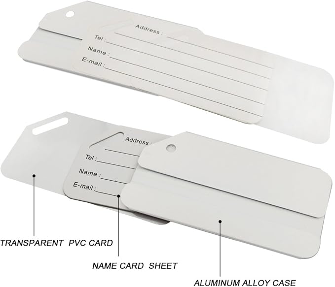 Aluminum Luggage Tags, Luggage Tag Holders for Travel Luggage Baggage Identifier by Ovener (5Pack Silver)
