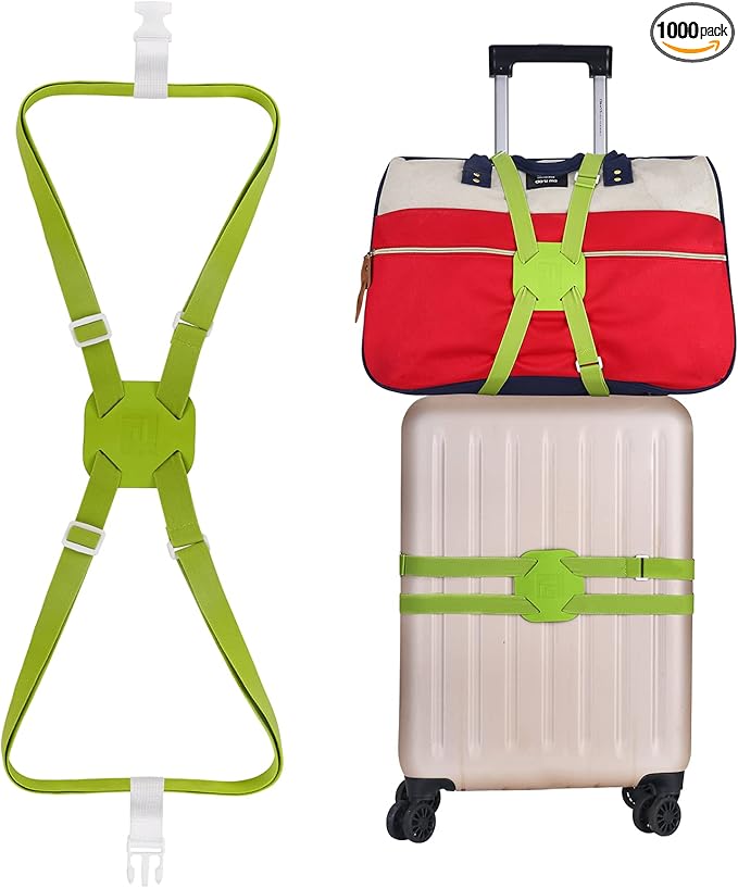 Luggage Straps Bag Bungees for Add a Bag Easy to Travel Suitcase Elastic Strap Belt (L Green, L Green)