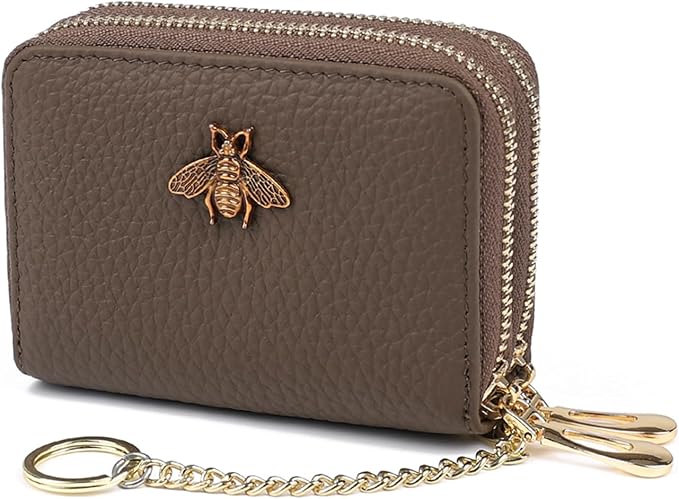 imeetu RFID Credit Card Holder, Small Leather Zipper Card Case Wallet for Women
