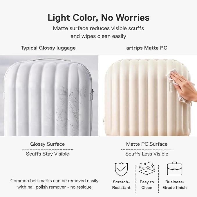 artrips Checked Luggage 24 Inch, Lightweight Hard Shell Suitcase with Spinner Wheels, Medium Travel Suitcase for 4–7 Day Trips, White