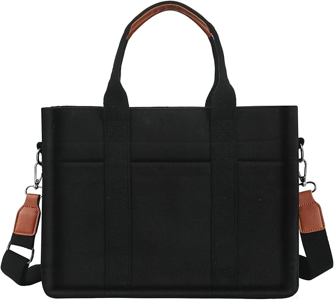 FIORETTO Canvas Tote Bag for Women with Zipper Closure & Individual Compartments for Work College for Teacher & Nurse