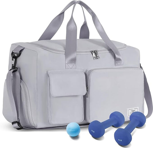 FIORETTO Women's Gym Duffle Bag with Shoes Compartment, 30L Capacity, Ideal for Travel, Gym, Sports, Duffel, Weekender
